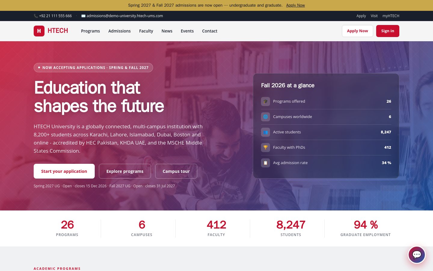 Website & CMS — public university website