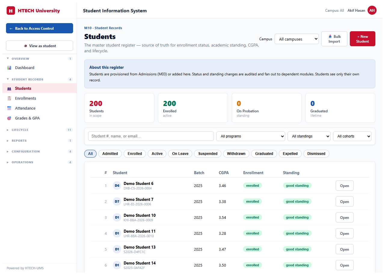 Student Information System — students